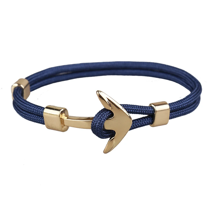 

BOYULIGE 2018 New Men Anchor Bracelet Gold Metal Anchor Survival Rope Sport Hooks Navy Style Bracelet for Men Women Jewelry Gift