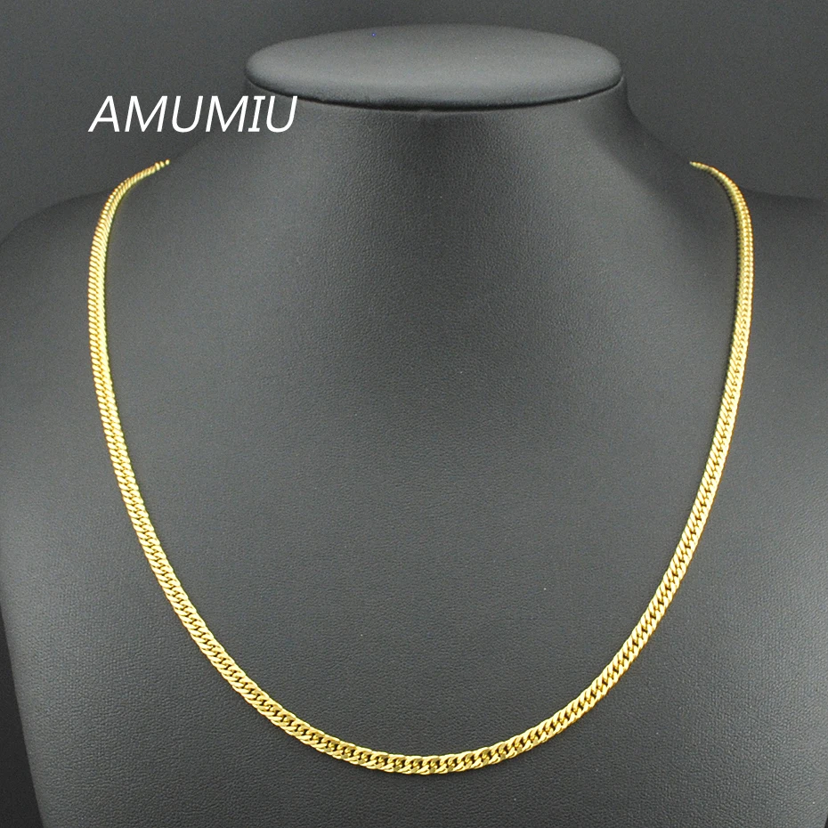 Золотая цепочка на шею для мужчин и женщин AMUMIU 40 70 см аксессуары из нержавеющей