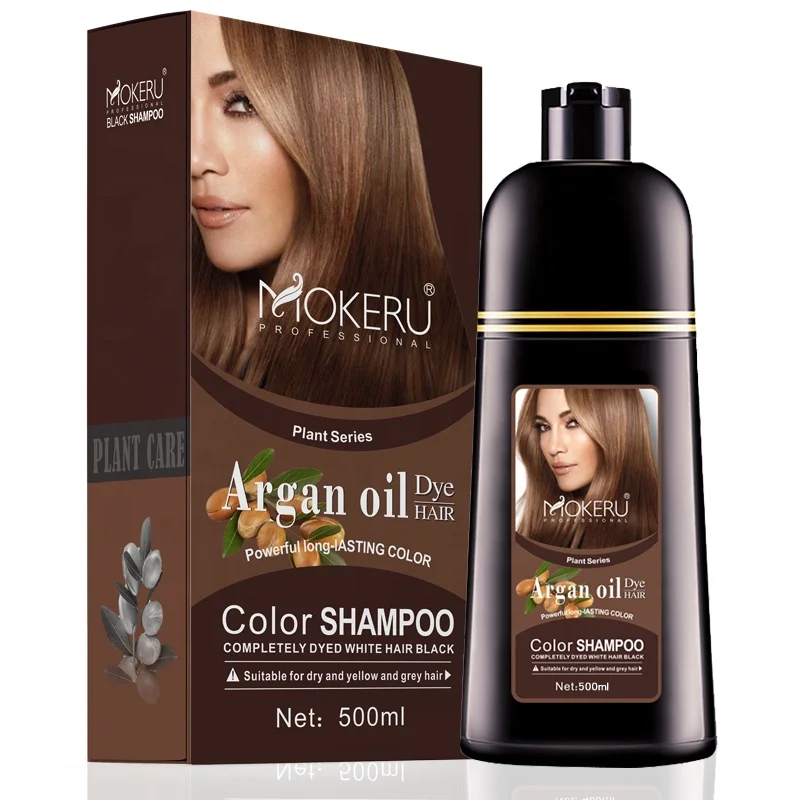 Mokeru Natural Brown Color Permanent Hair Colour Shampoo Long