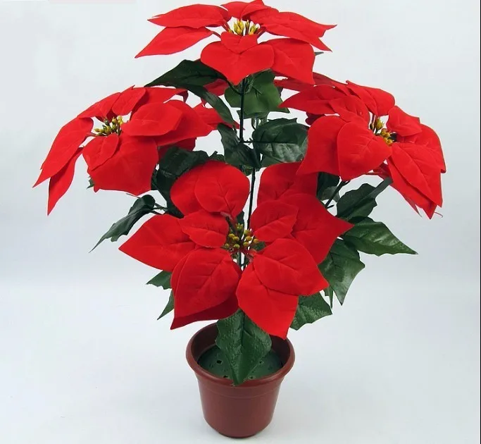 Имитация бонсай 1 букет Poinsettia Posy Декоративные Искусственные Рождественские цветы искусственный горшок растения домашний декор(без цветочного горшка