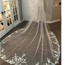 Арабский Свадебный вуаль собора один слой кружевная Апликация Длинные Свадебные вуали с гребешком женщины женственные подарки новые аксессуары