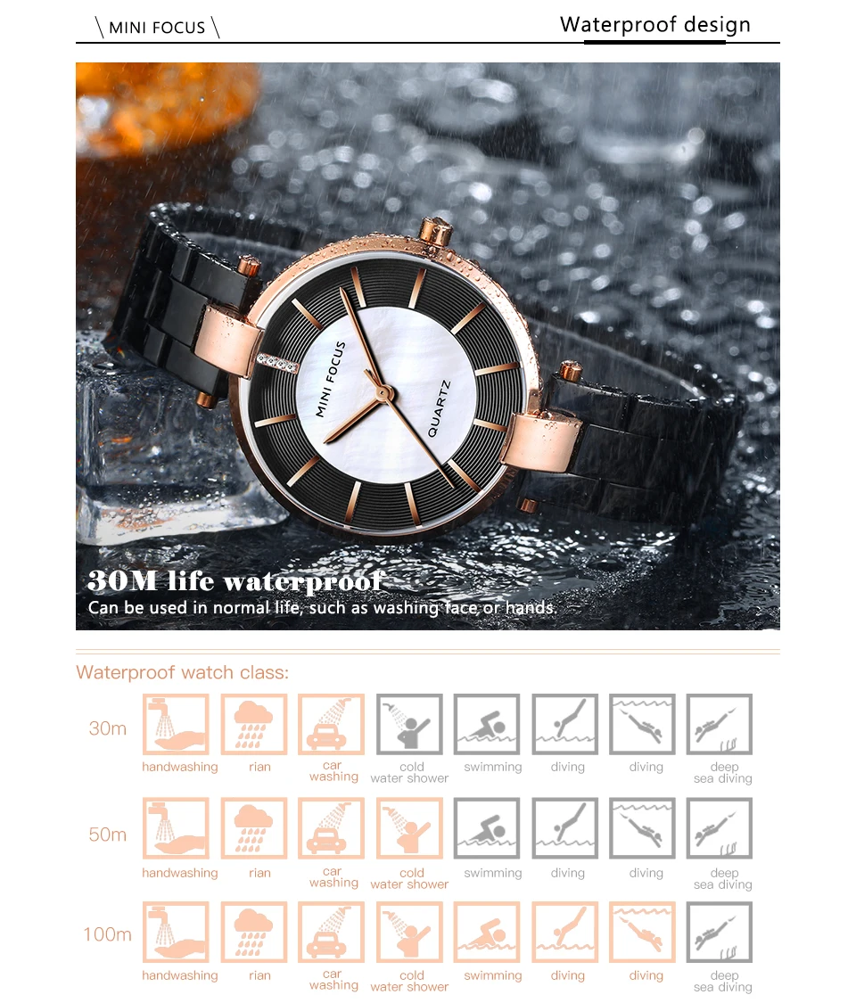 Мини Фокус черный браслет из нержавеющей стали часы для женщин модное роскошное платье наручные часы для леди Женщины Relogios MFW0224Gold