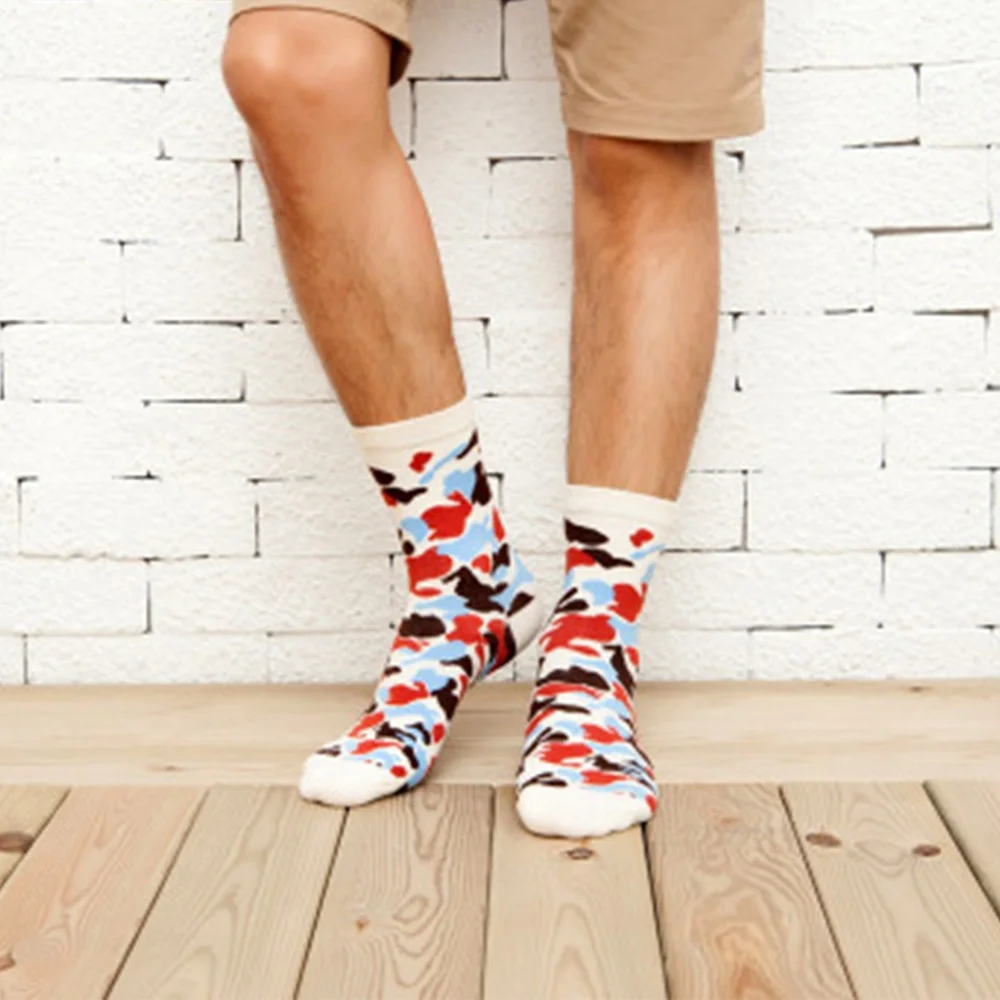 

1 Pair Camouflage Design Stretchy Short Socks Fashion Popular Autumn Winter Warm Socks Men Soft Comfortable Socks
