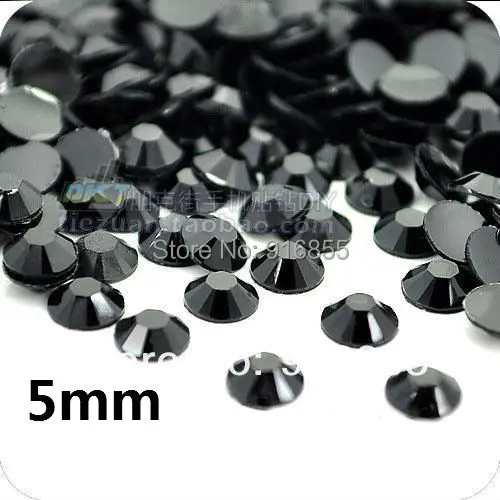 

Free shipping Wholesale Hot sale Black SS20 5mm10000pcs Flatback Resin rhinestones, nail art rhinestones craft for DIY