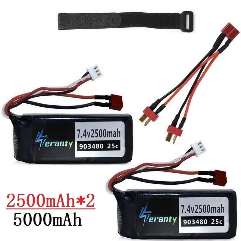 Обновленная батарея 3000 mah/4000 mah/5000 mah 7,4 v для Wltoys 12428 12423 RC автозапчасти 2 шт 7,4 V 2500mah lipo батарея 903480