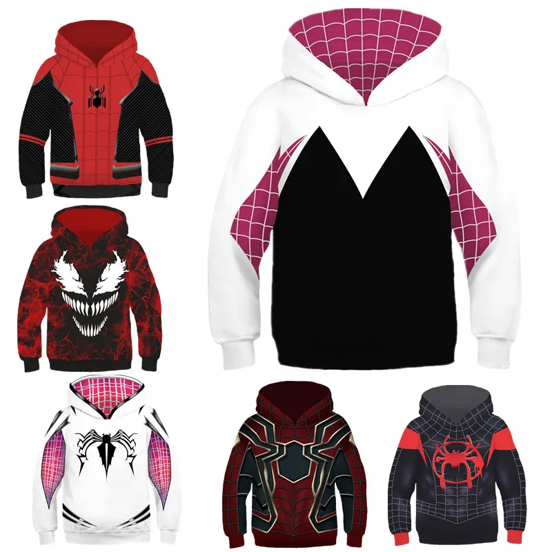 

Child Spider-Man Gwen Stacy Sweater Hoodie 3D The Amazing Sweatshirts Cosplay Costume Fashion Girls Tops Clothing for 3-14 years