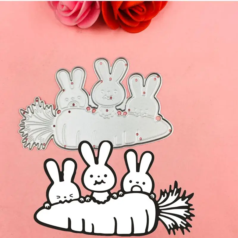

Rabbits eat carrots Metal Cutting Dies Stencils for DIY Scrapbooking Stamp/photo album Decorative Embossing DIY Paper Cards