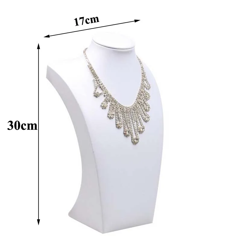 White PU leather Necklace Display Model Bust Shelf Accessories Holder Jewelry Rack Jewellery Stand