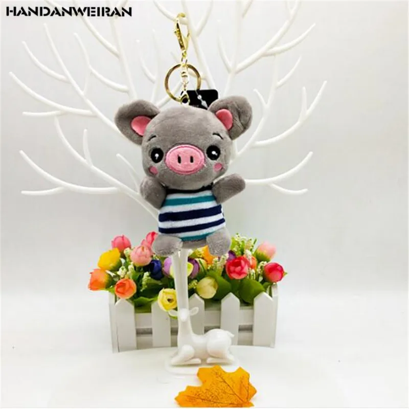 

1PCS Scented Kawaii Pig Plush Toys Small Pendant Cute Mini Striped Pigs Stuffed Toy Keychain 2019 New Hot Sale 12CM HANDANWEIRAN