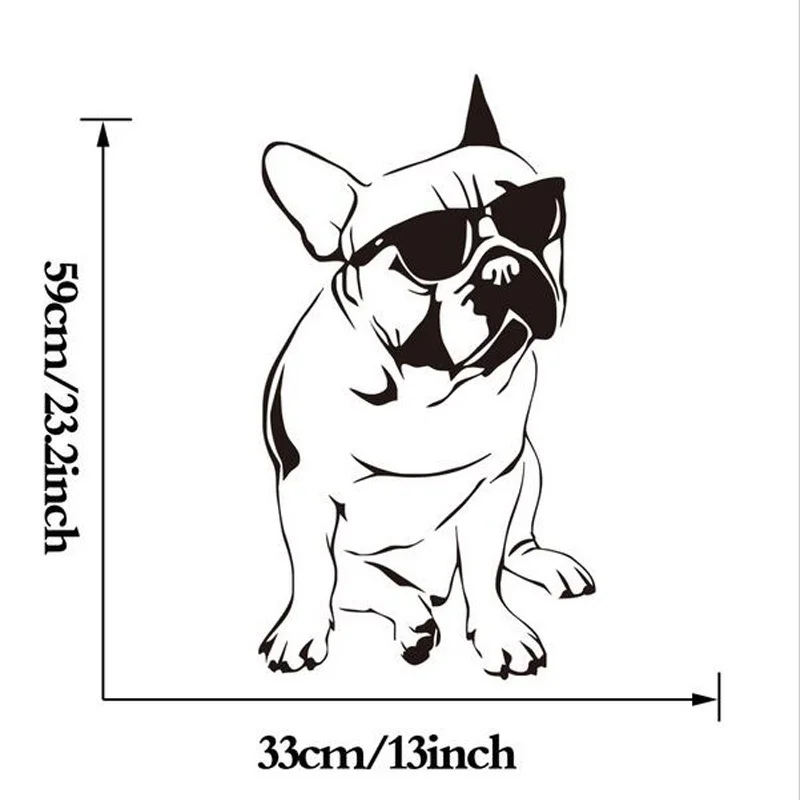 FARLEOPARD смешной Французский Бульдог наклейки детская комната стены винила Стикеры собака с солнцезащитные очки Симпатичные Спальня стены Бумага Home Decor