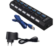 USB 3,0 Супер Скоростной 5 Гбит/с 7 портов USB 3,0 USB разветвитель с переключатель вкл./выкл. Взводная вставка для периферийных устройств компьютера