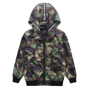 

Spring Boys Jacket Tops Brand Children Outerwear Sport Camouflage Jackets Coats Boys Clothes Windbreaker Kids Hooded Jacket