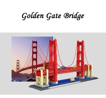 

World Famous Architecture 1977pcs Wange Blocks Golden Gate Bridge Model Building Bricks set DIY Assembly Toys for Children 8023