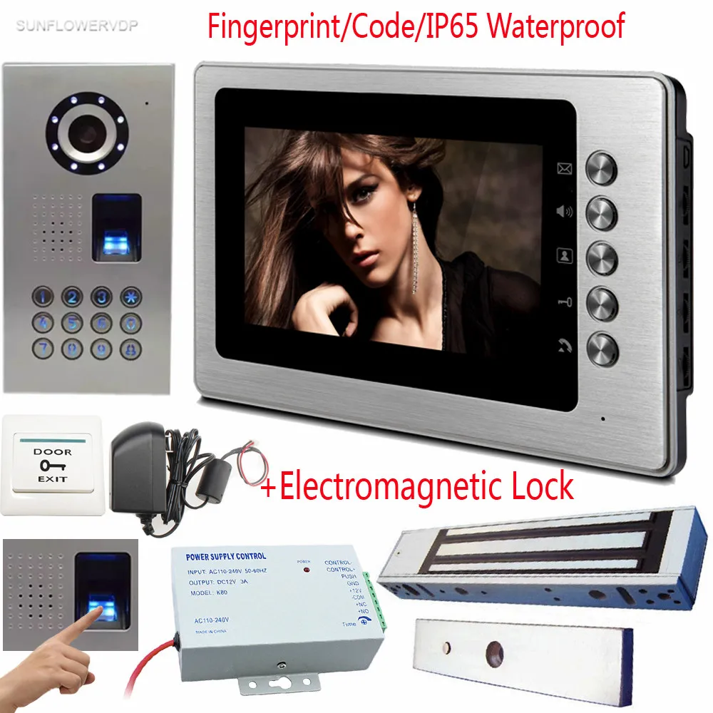 

Fingerprint/Code Video Intercoms IP65 Waterproof Doorphones On The Front Door CCD lens Video Door Bell Magnetic Electronic Lock