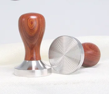

49/51/58mm Red sandalwood+304 stainless steel coffee powder press Thread flat bottom