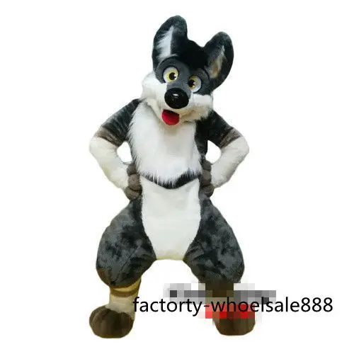 

New Grey Husky Dog Fox Long Fu Mascot Costume Suits Cosplay Party Game Dress Outfits Clothing Advertising Carnival Christmas
