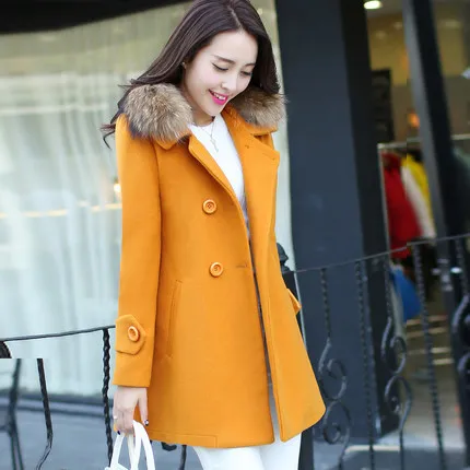

Wide-waisted Women Wool Coat Short Winter Jacket Solid Cashmere Coat 2018