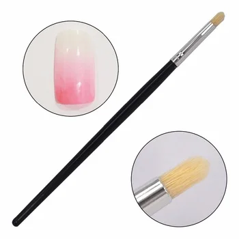 WUF 1 Pcs Black Handle Animal Hair Nail Art Brush Gradual Color Blooming Nail Drawing Pen 13