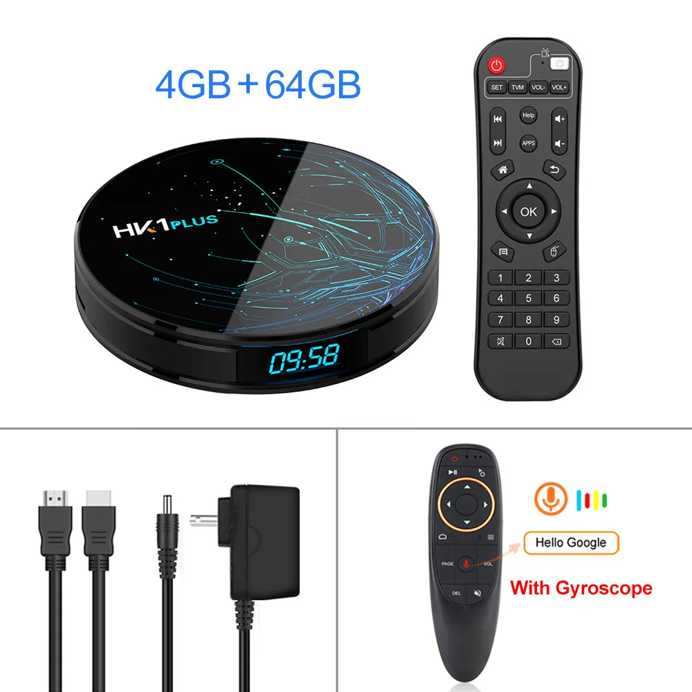 HK1 плюс 4 Гб 64 ГБ Android 9,0 Smart tv BOX Amlogic S905X2 четырехъядерный Wifi BT4.0 H.265 4K Netflix Youtube Google Play медиаплеер - Цвет: 4GB 64GB G10 RC