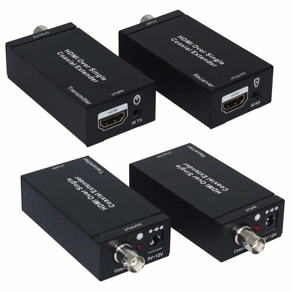 

HDMI Coaxial Cable Extender Adapter 100M RG-6 RG-59 1080P Extender Transmitter HDMI + IR Over Single 75Ohm RG-6U Coaxial Cable