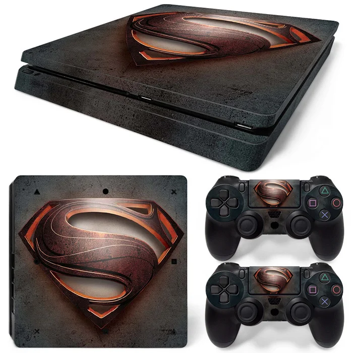 

for Superman Vinyl Protective Decals for PS4 slim skin sticker console + 2 wireless controller covers #TN-P4Slim-0333