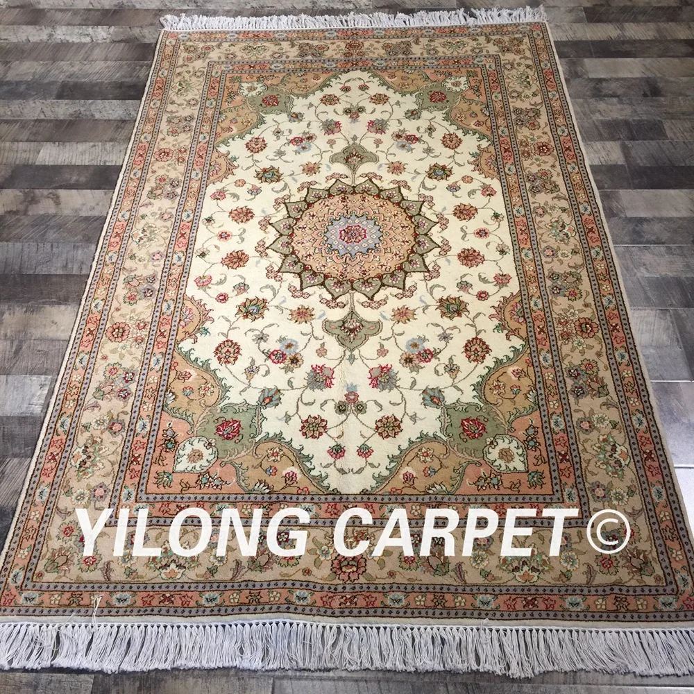 Yilong 4'x6' ручной работы Турецкий Дизайн китайский handknotted высокого качества небольшой ковер Телевизор с Шерстяные шелковый ковер(wy2104s4x6