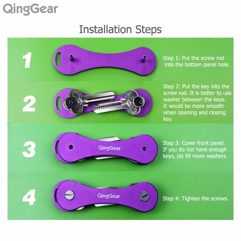 QingGear Keybone Mulit набор ручных инструментов из титана, углеродного волокна, стекловолокна, алюминиевый держатель для ключей, органайзер для ключей