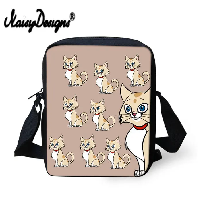 Noisydesigns/женская сумка-мессенджер с объемным рисунком милого кота, повседневная детская сумка через плечо для девочек, Прямая - Цвет: LMY0128E