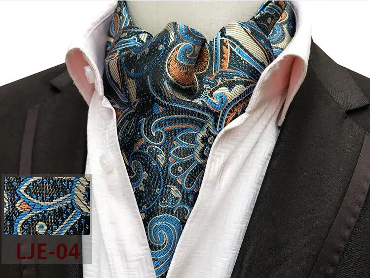 RBOCOTT, Мужская классическая Аскот с узором пейсли, клетчатый и цветочный галстук, винтажный Аскот для мужчин, свадебное, деловое, модное, вечернее ожерелье - Цвет: 04