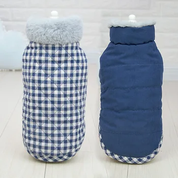 

Wear on both sides dog clothes for autumn and winter warm coats and dresses styles two feet pet clothes plaid styles dog jackets