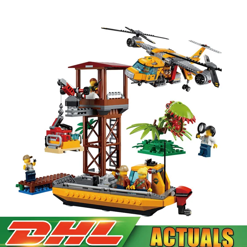 

Lepin 02085 Genuine City Series The Jungle Air Drop Helicopter Set LegoINGlys 60162 Building Blocks Bricks Toys Model 1400Pcs