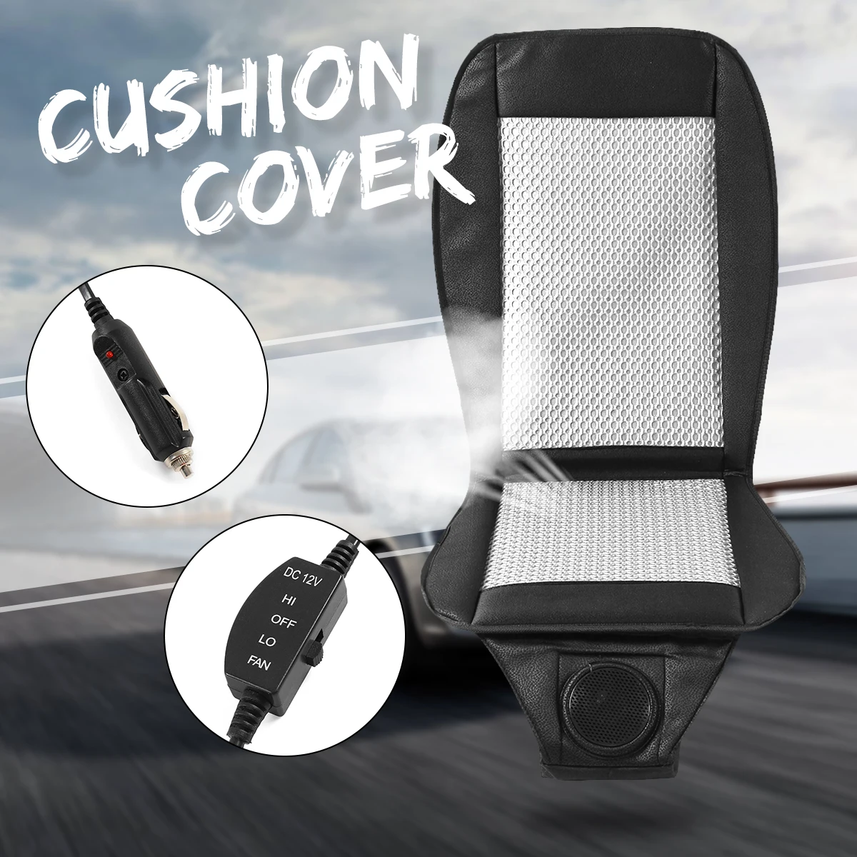 

12V Summer electric Car seat cushion seat cover Cooling air conditioning Breathable Fan Cooler Cable