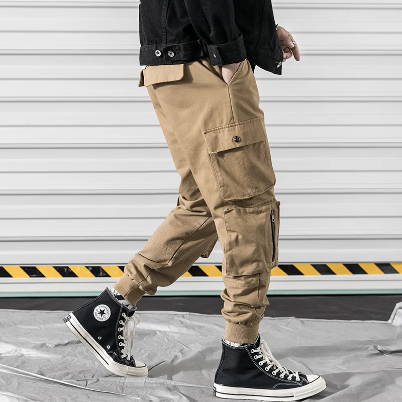 Men Black Cargo Pants 2019 Mens Japanese Streetwear Sweatpants Male Winter Joggers Pants Trousers Y1338