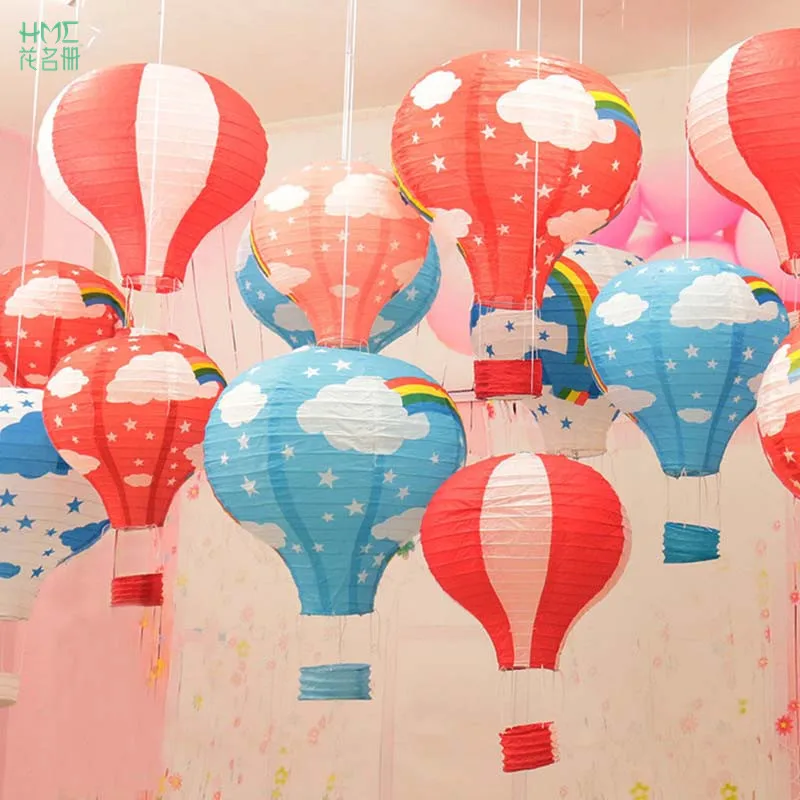 

1pc 12inch 30cm/16inch 40cm Rainbow Hot Air Balloon Fold Paper Lampshade Kids Birthday Party Wedding Decoration Props