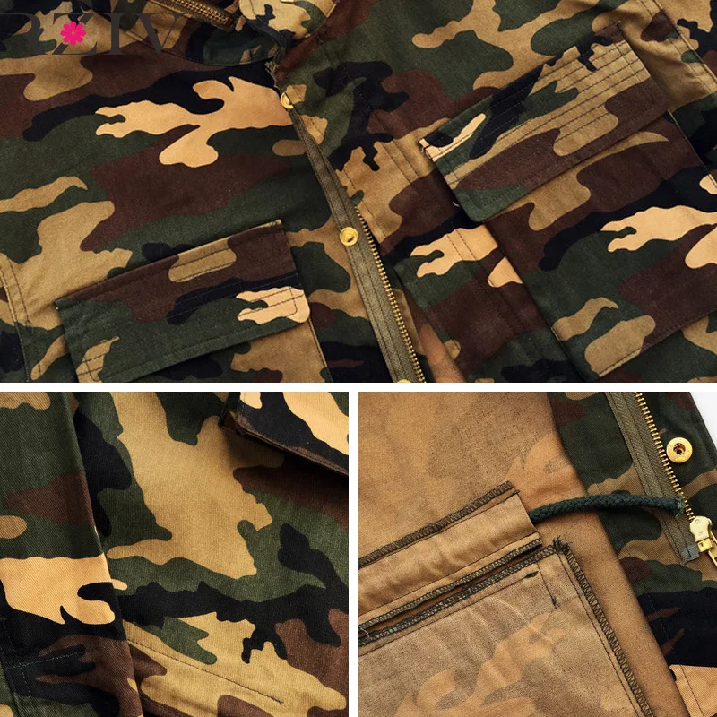 Jacket 2018 Militaire Rziv Military Veste Spring And Women Femme Camouflage Multi gq11CAxw
