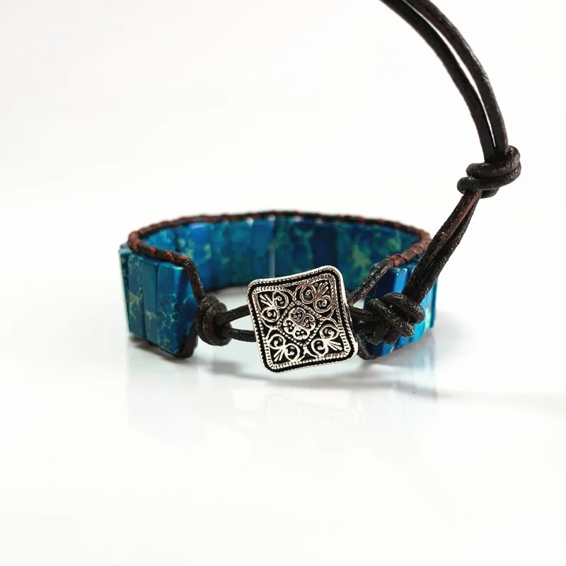 

Unisex Bohemian Bracelets Tube Natural Stonse Single Leather Wrap Bracelet Beaded Couples Bracelet Bestfriend Gifts Dropship
