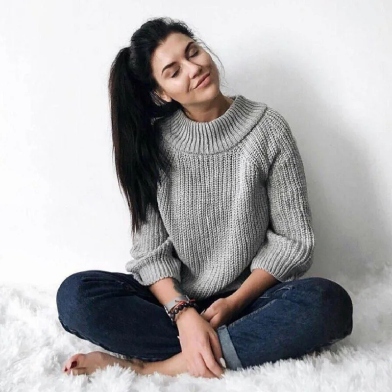 2018 Autumn winter female loose Knit sweater women pullover Puff Sleeve sweaters loose-sized jumper pull femme | Женская одежда