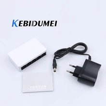 Kebidumei 10/100 Мбит/с 5 портов Ethernet сетевой коммутатор Быстрый коммутатор LAN Ethernet сетевой коммутатор адаптер с ЕС США источник питания
