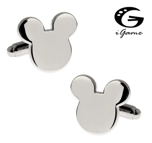 

iGame Cute Mickey Cuff Links Silver Color Brass Mouse Design Free Shipping