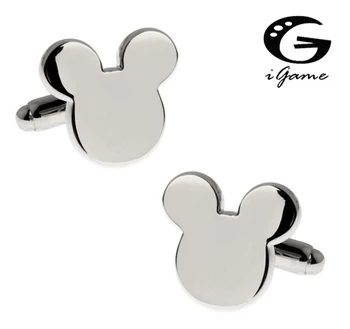 

iGame Cute Mickey Cuff Links Silver Color Brass Mouse Design Free Shipping