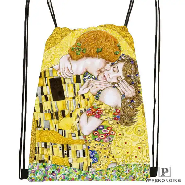 Custom Gustav_Klimt@ 3 походная сумка на шнурке Cute Daypack Kids Satchel(черная спинка) 31x40 cm#20180611-02-98