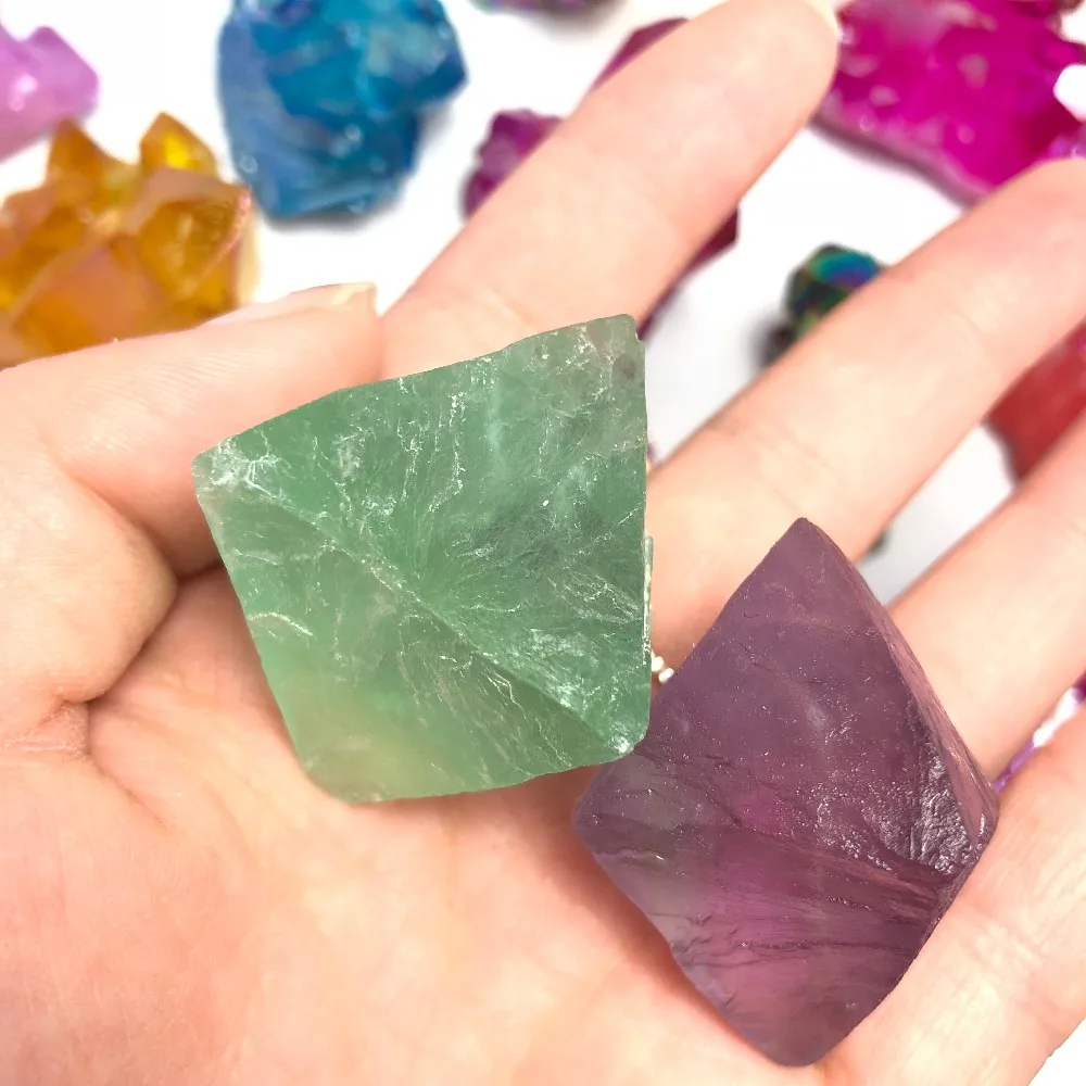 2pcs Beautiful Natural Fluorite Crystal Octahedron Stone Raw Gemstone Specimen Minerals Healing Stone Home Decoration 2pcs Beautiful Natural Fluorite Crystal Octahedron Stone Raw Gemstone Specimen Minerals Healing Stone Home Decoration