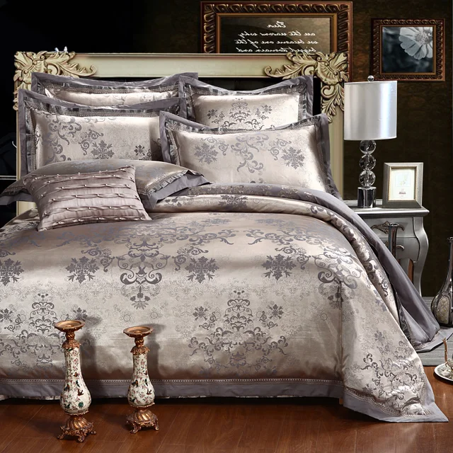 Free shipping Promotions Jacquard silk cotton Duvet cover bedding set