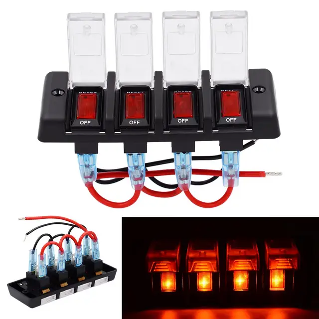 Best Price 12V Waterproof 16A Four Bit Power Overload Protector Off Switch with Red Light and Adhesive Sticker for Automobile /RV/Yacht