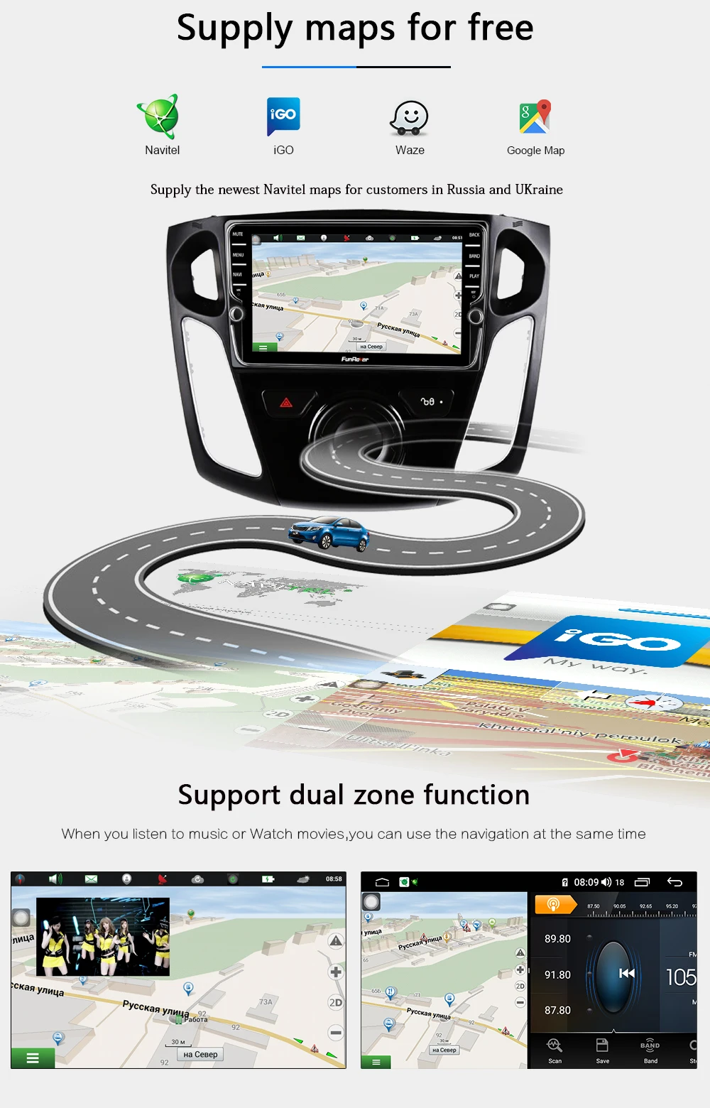 Excellent FUNROVER Octa 8 core Android 9.0 2 din car radio multimedia dvd player For  Focus 2012-2015 stereo gps navigation DSP 4G 64G 13