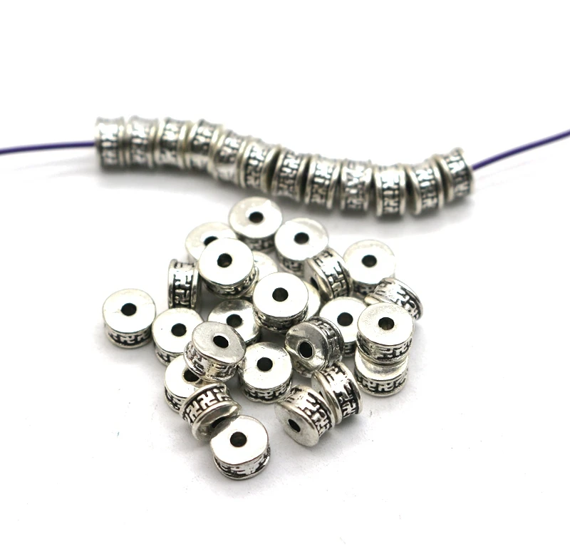

50 pieces / lot 6 mm Tibetan silver spacer beads necklace bracelet made of metal jewelry accessories