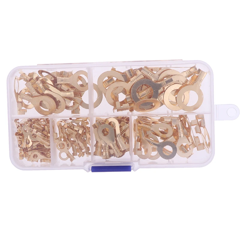 Hot Sale 150PCS/Set Ring Type Gold Golden Brass Non-insulated Crimp Terminals Connectors Cable Wire Connectors Terminals