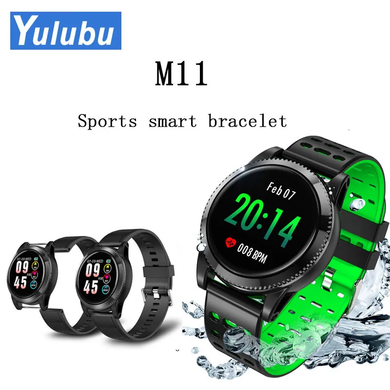 Yulubu M11 умный Браслет пульсометр кровяное давление водонепроницаемый монитор фитнес-трекер Шагомер Браслет Смарт-браслет