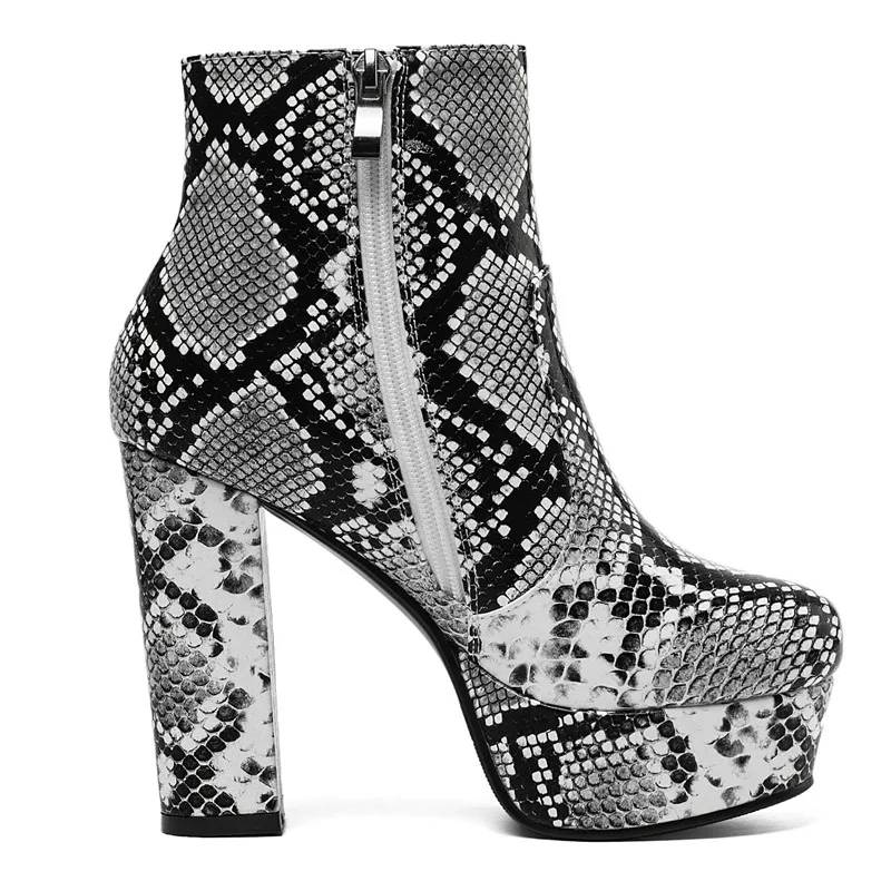 MORAZORA/ г., новые ботильоны женская обувь на платформе осенне-зимние женские ботинки из искусственной кожи и мягкой змеиной кожи женские ботинки на высоком каблуке на молнии