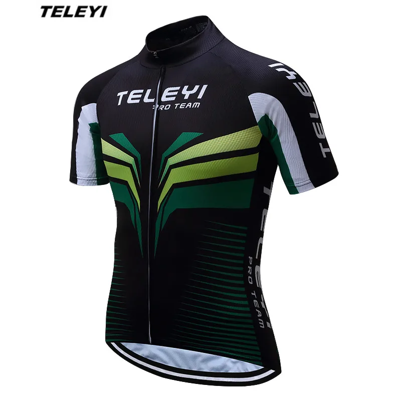 TELEYI Black Green Cycling Jersey Men bike clothing bicycle jersey top